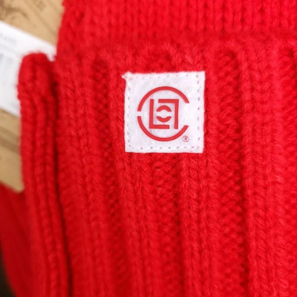 Houston Rockets CLOT Mitchell & Ness‎ NBA Cuff Knit Beanie Cap Pom Red Hat NWT